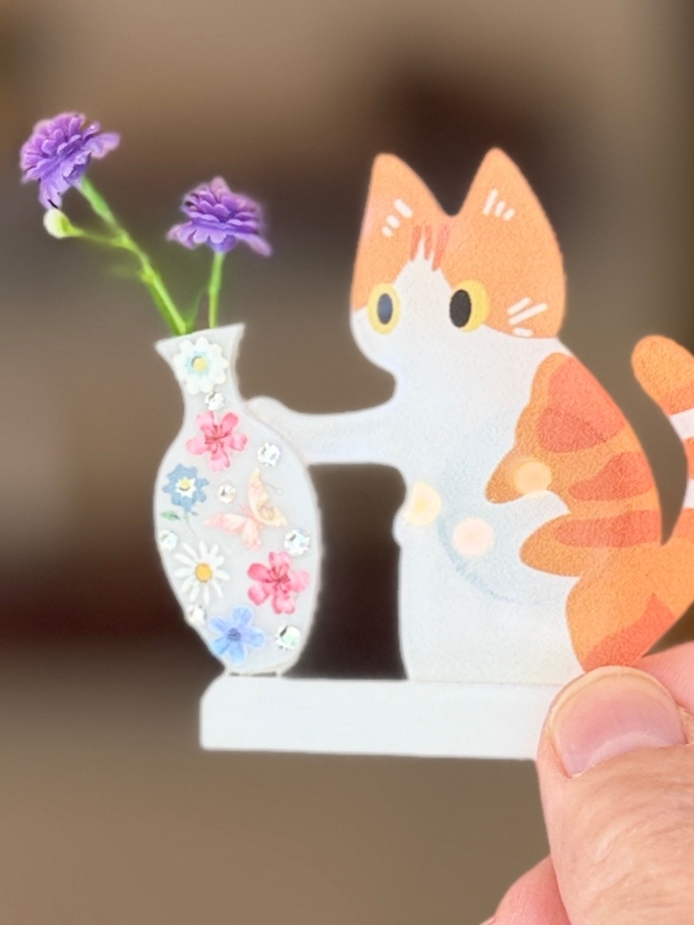 Adorable hand decorated naughty-cat refrigerator magnets - Set of 3 - Picture 8 of 10
